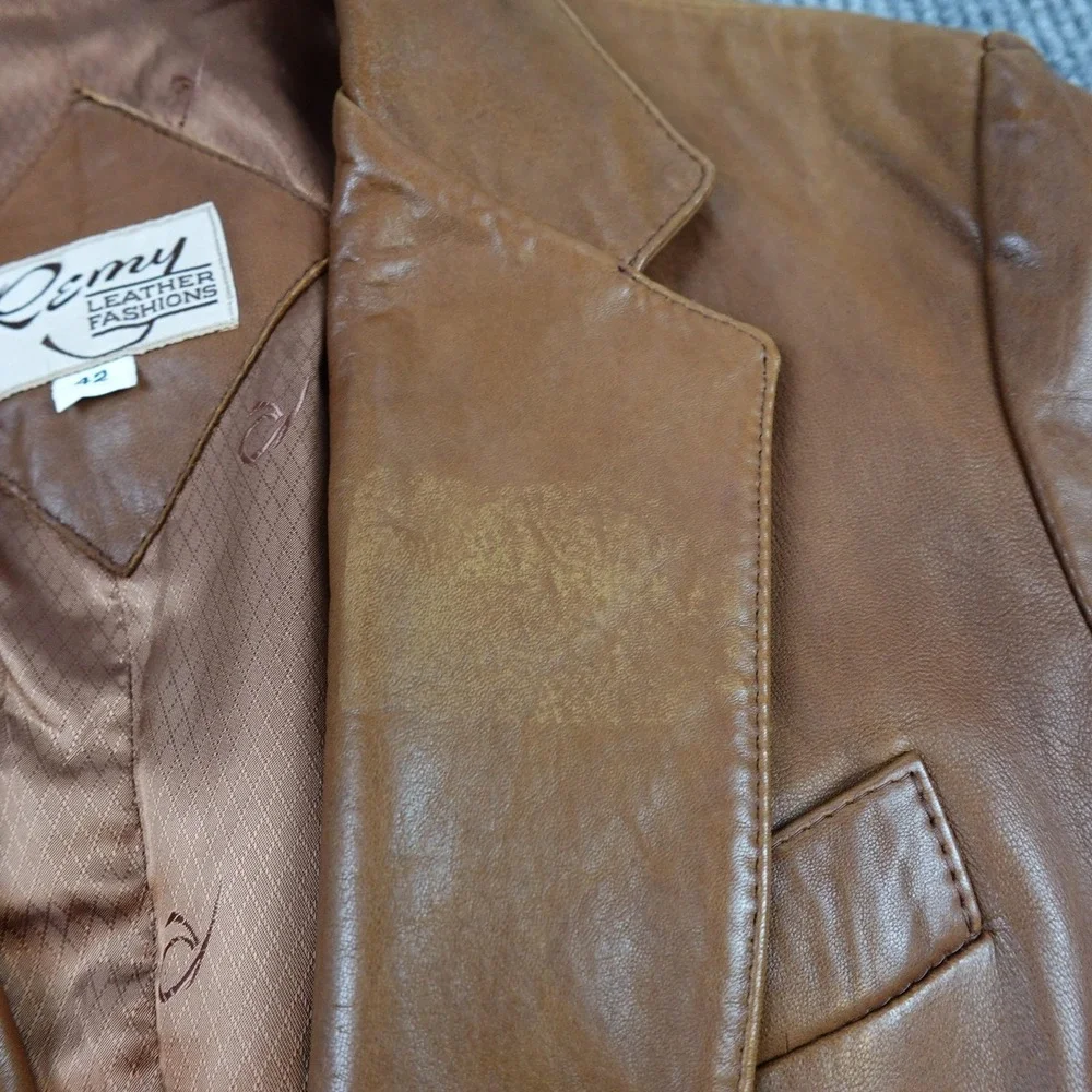 Vintage Remy Blazer Mens 42 Brown Leather Sport Coat 2 Button Jacket Butter Soft